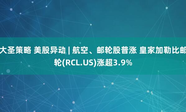 大圣策略 美股异动 | 航空、邮轮股普涨 皇家加勒比邮轮(RCL.US)涨超3.9%
