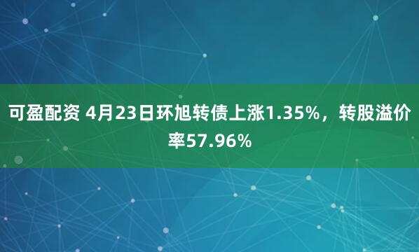 可盈配资 4月23日环旭转债上涨1.35%，转股溢价率57.96%