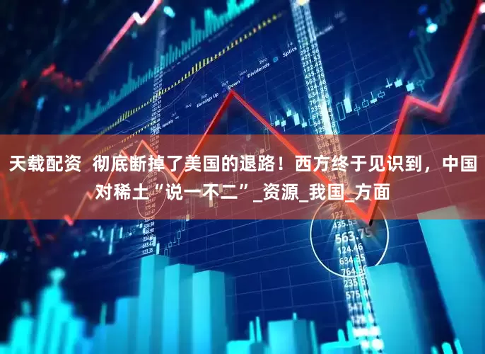 天载配资  彻底断掉了美国的退路！西方终于见识到，中国对稀土“说一不二”_资源_我国_方面
