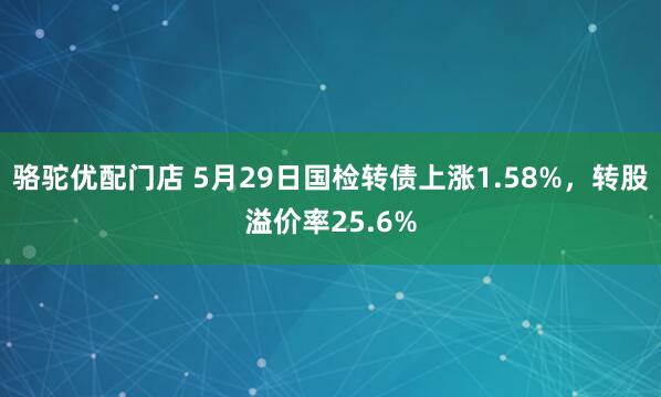 骆驼优配门店 5月29日国检转债上涨1.58%，转股溢价率25.6%